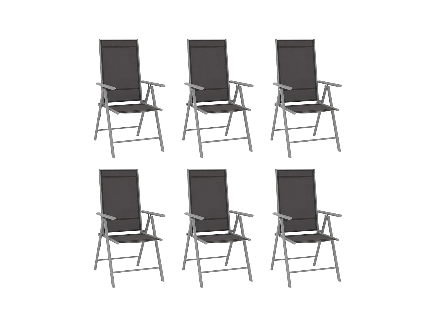 Chaises de jardin pliables 6 pcs Textilène Noir SEF58697