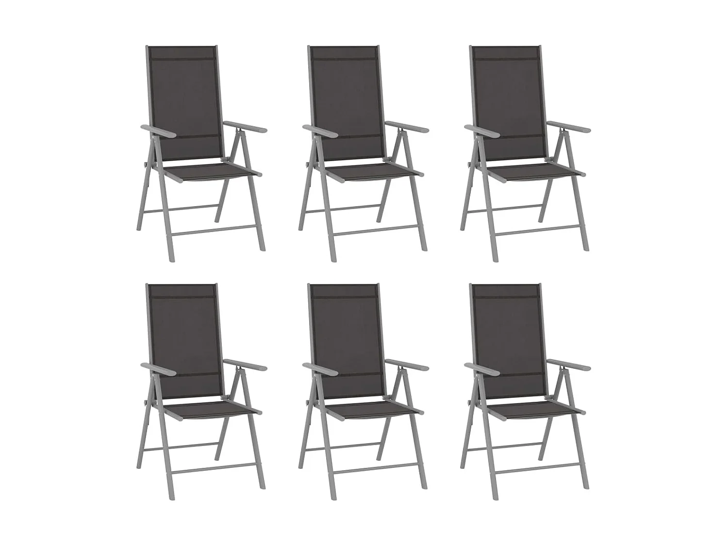 Chaises de jardin pliables 6 pcs Textilène Noir SEF58697