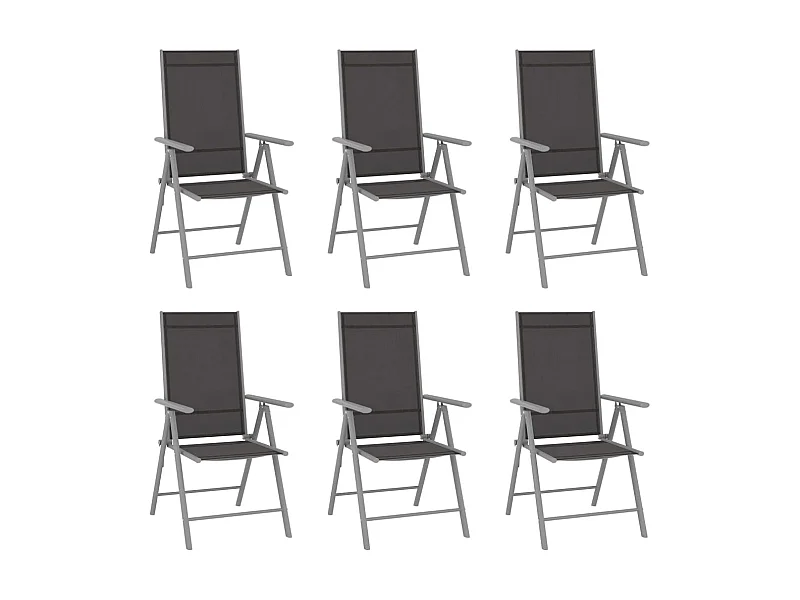Chaises de jardin pliables 6 pcs Textilène Noir SEF58697