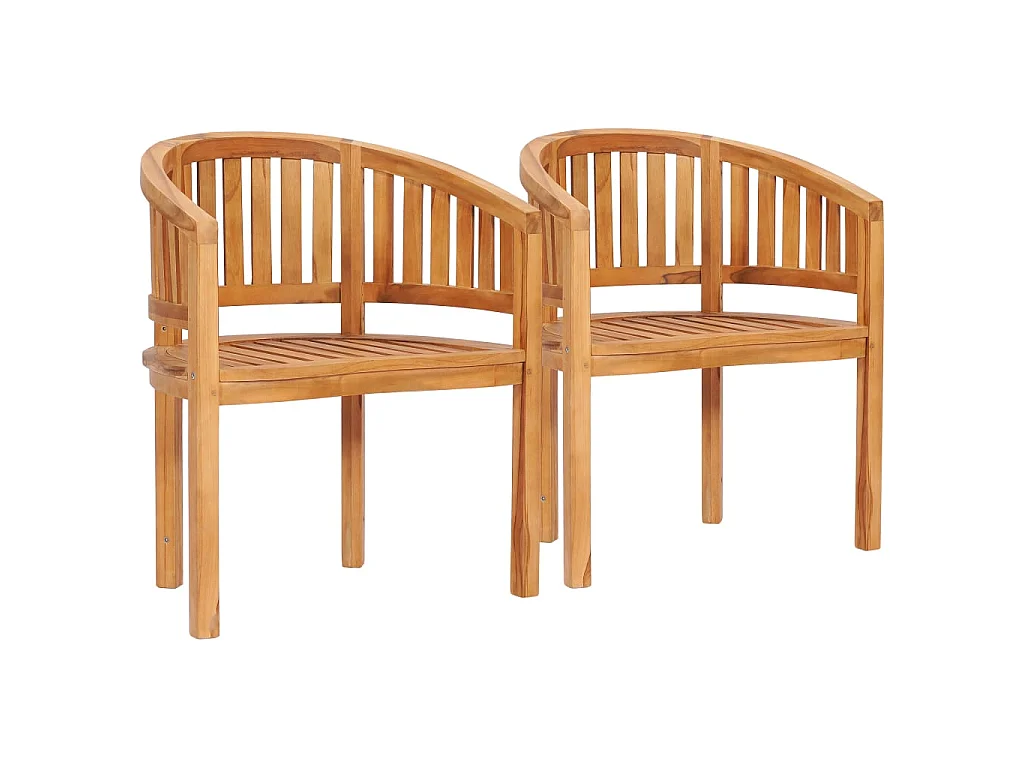 Chaises en forme de banane 2 pcs Bois de teck solide SEF65461