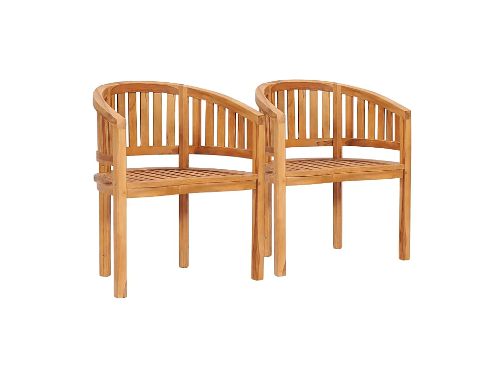 Chaises en forme de banane 2 pcs Bois de teck solide SEF65461