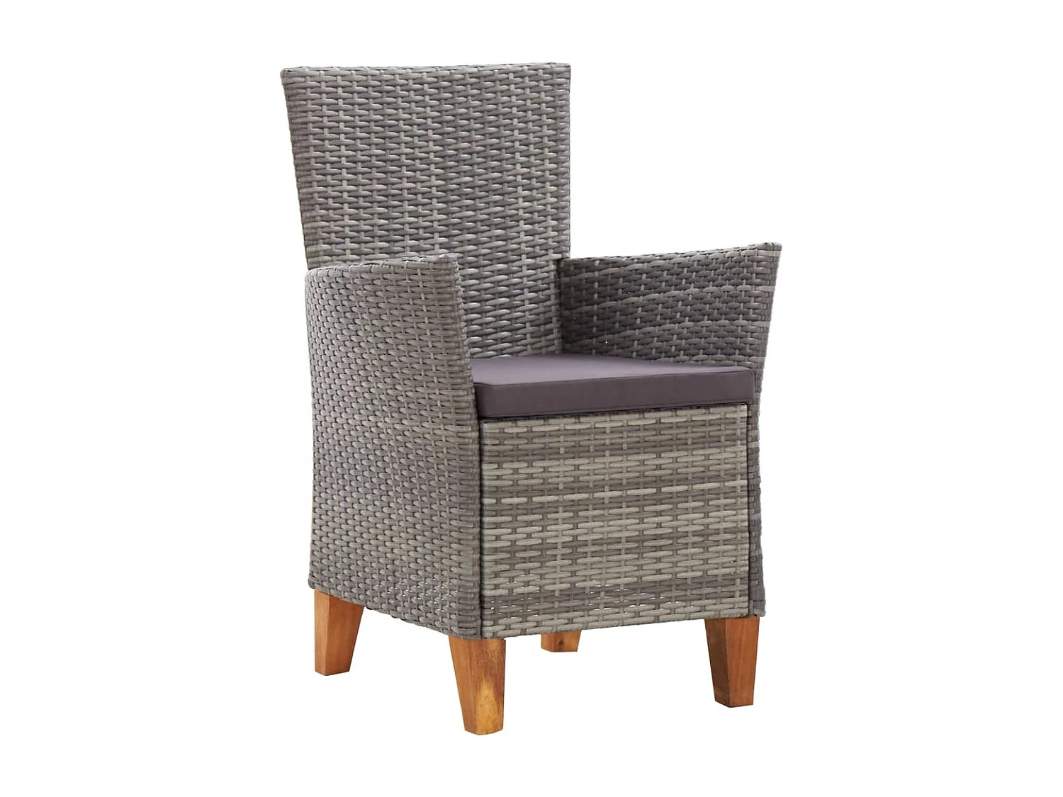 Chaises de jardin 2 pcs avec coussins Résine tressée Gris SEF57143