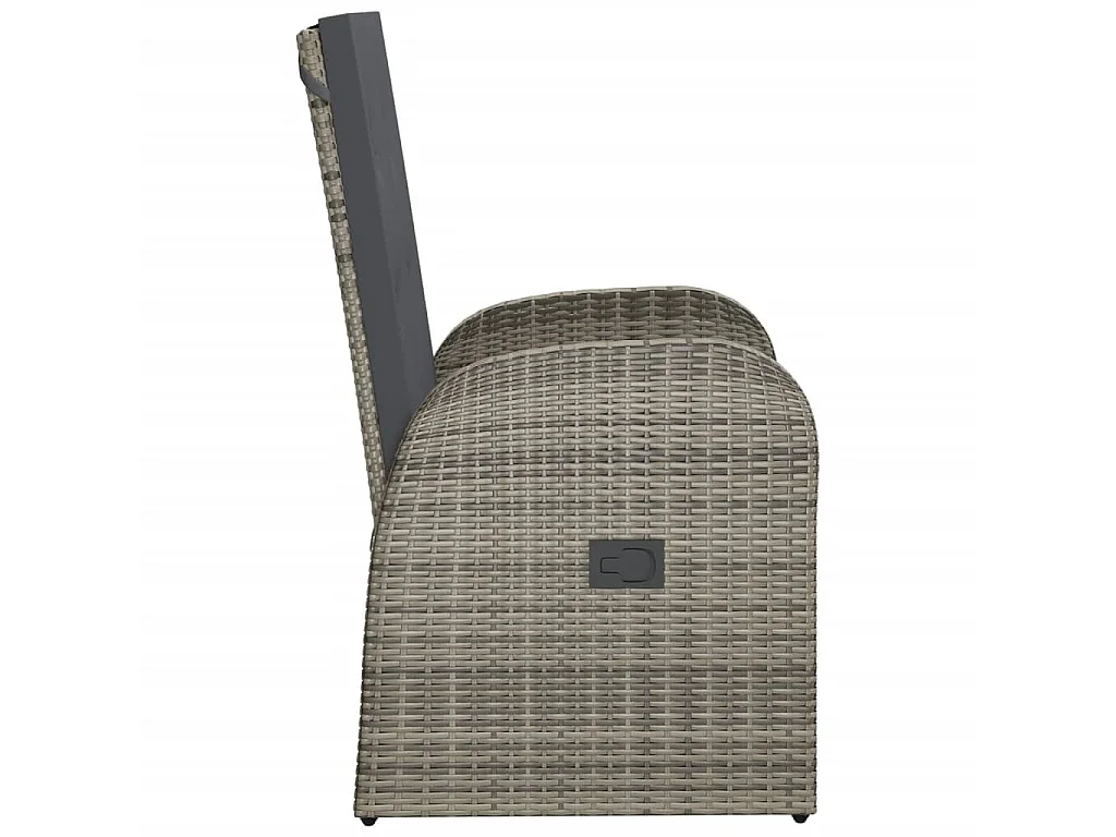 Cadeiras jardim reclináveis 2 pcs + almofadões vime PE cinzento PT726309