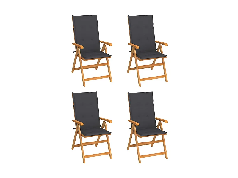 Chaises de jardin 4 pcs avec coussins anthracite Bois de teck SEF92015