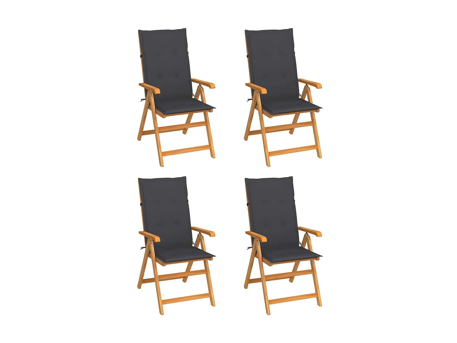 Chaises de jardin 4 pcs avec coussins anthracite Bois de teck SEF92015