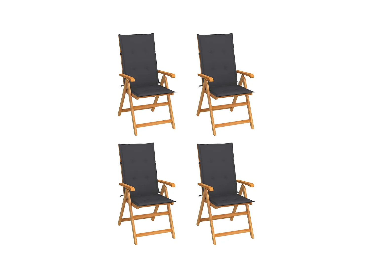 Chaises de jardin 4 pcs avec coussins anthracite Bois de teck SEF92015