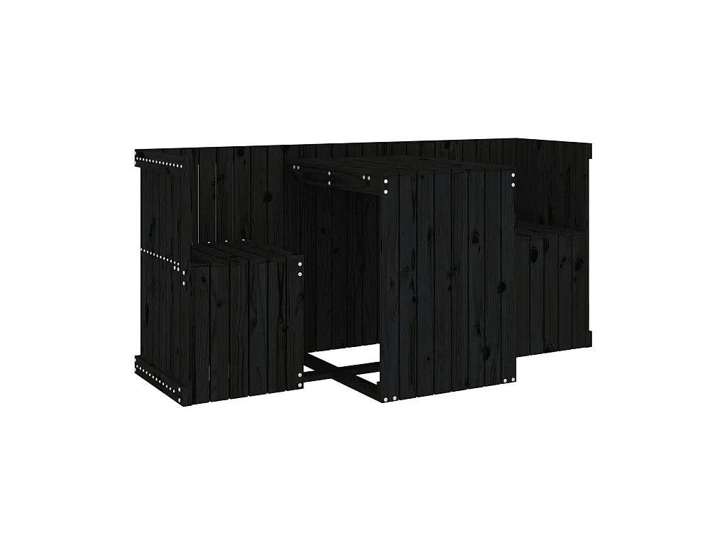 Juego de balcón 2 plazas madera maciza de pino negro YOE86547
