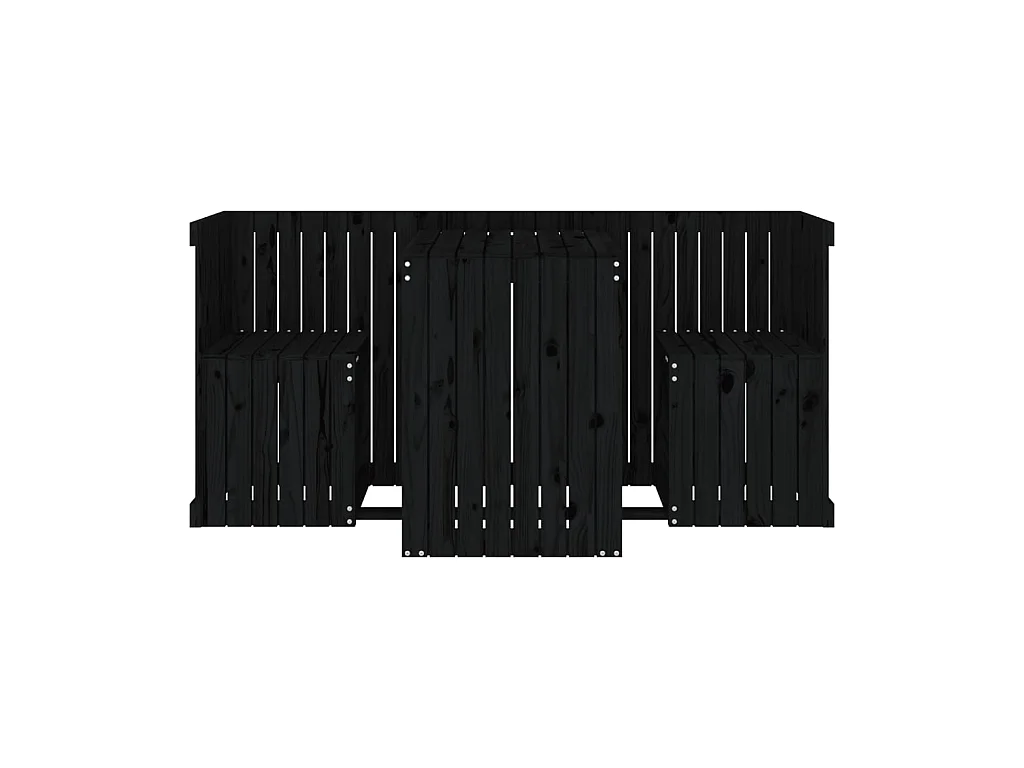 Juego de balcón 2 plazas madera maciza de pino negro YOE86547
