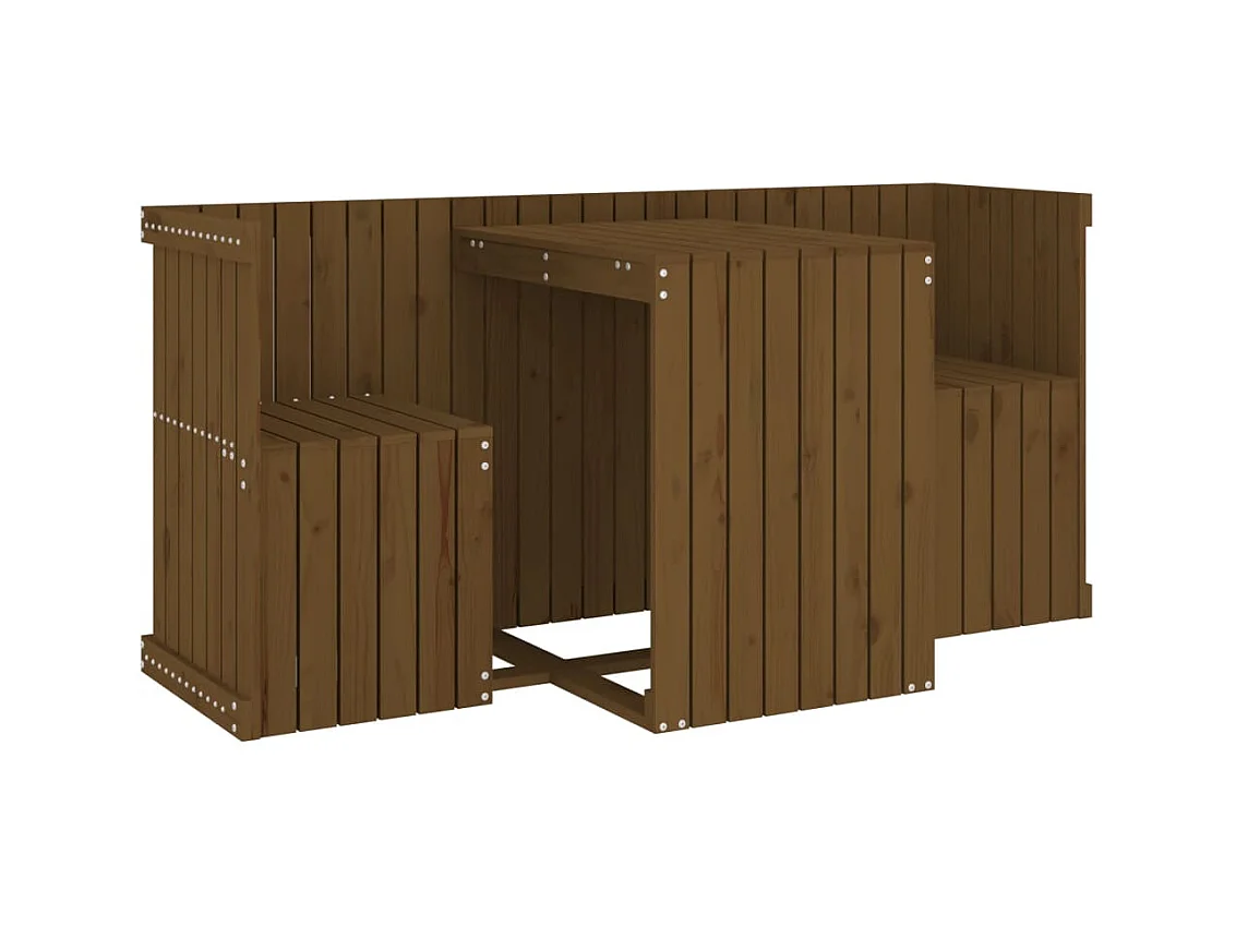 Juego de balcón 2 plazas madera maciza de pino marrón miel YOE98404