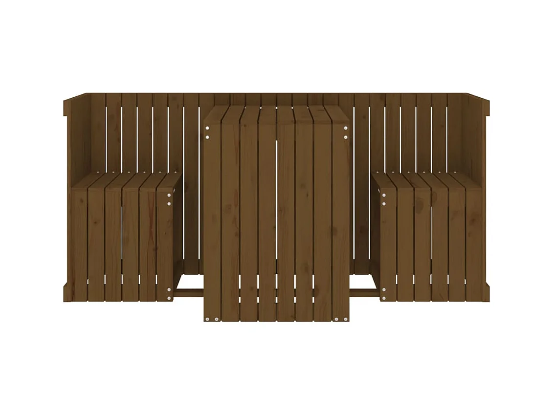 Juego de balcón 2 plazas madera maciza de pino marrón miel YOE98404