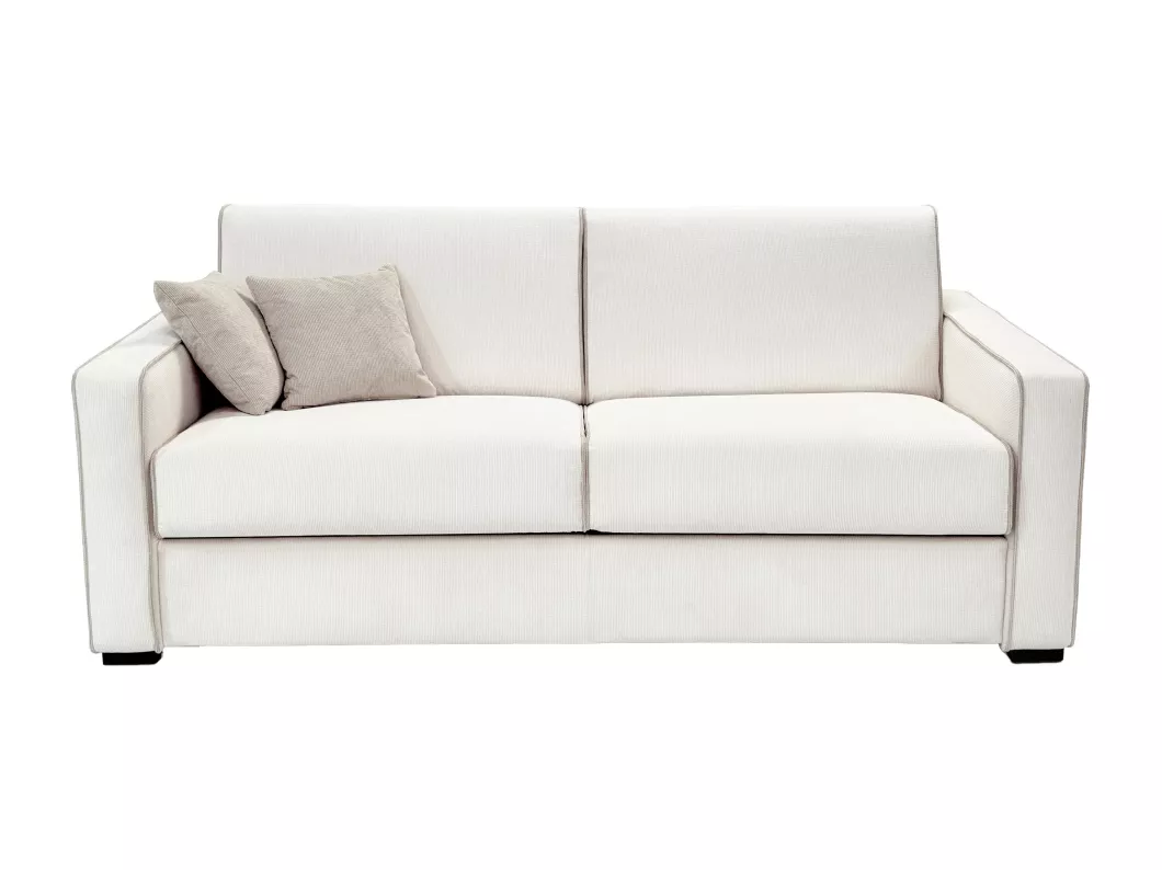 Kauf Unique Sofa 4-Sitzer mit Matratze - Strukturstoff - Beige - Sitzfläche mit Memory Schaum - Matratze 14 cm - FRAPALI