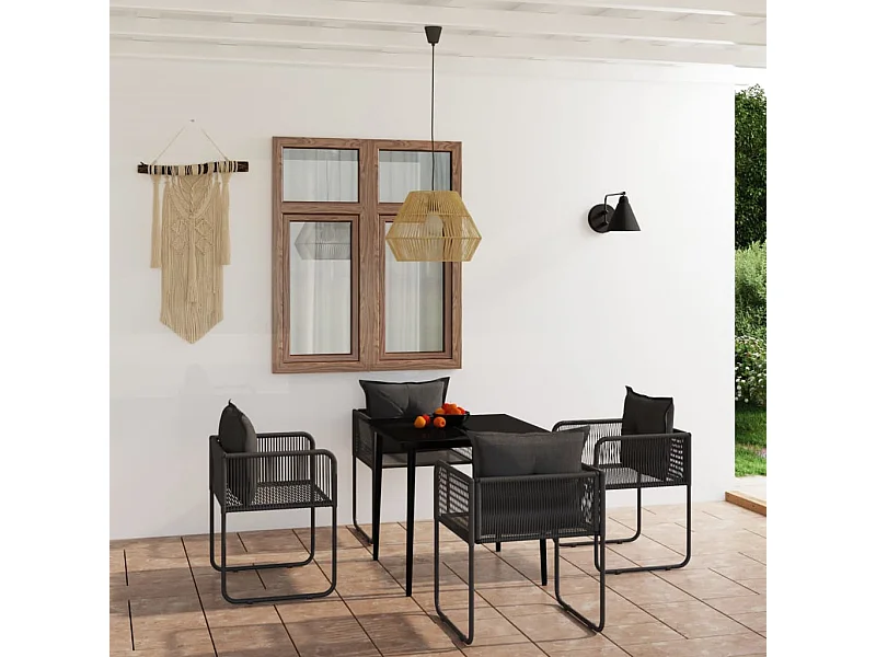 5-tlg. Garten-Essgruppe,Gartensitzgruppe Schwarz -gkd95792