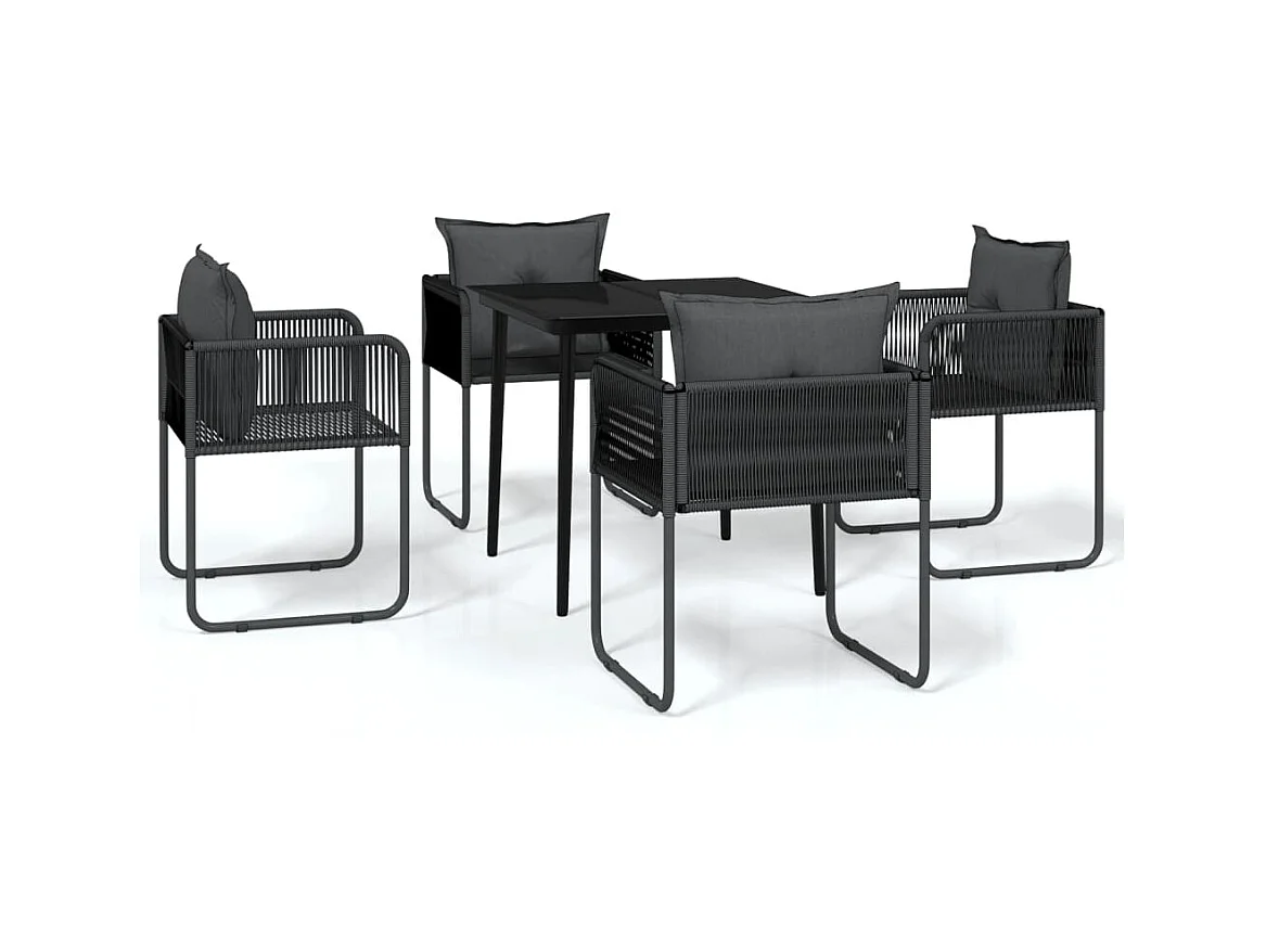 5 pcs Conjunto de jantar para jardim preto PT797287