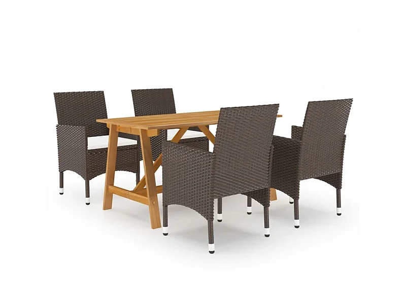 5 pcs conjunto de jantar para jardim castanho PT471867