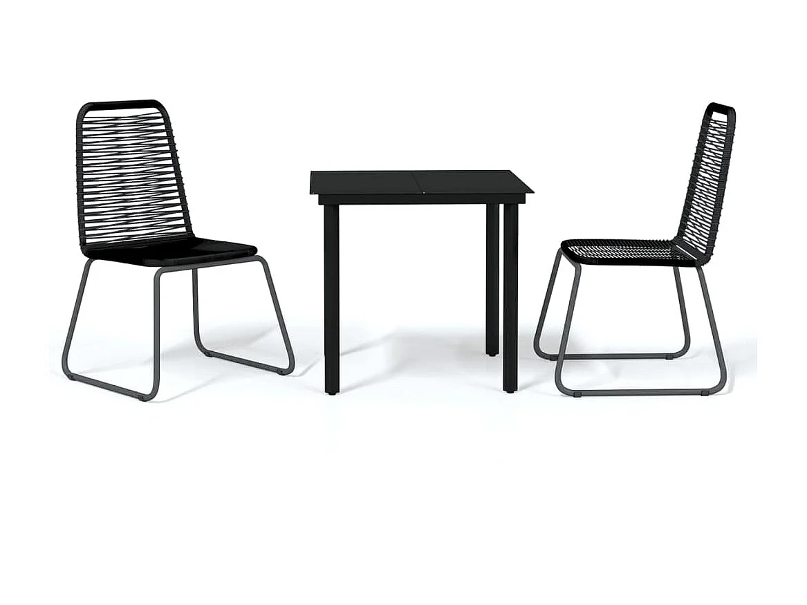Comedor de jardín 3 piezas negro YOE90871