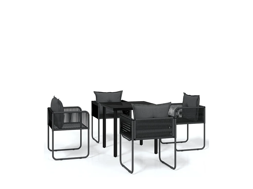 5 pcs Conjunto de jantar para jardim preto PT856665