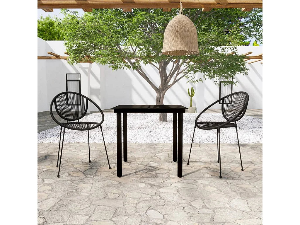 Ensemble à manger de jardin 3 pcs Noir BE12606