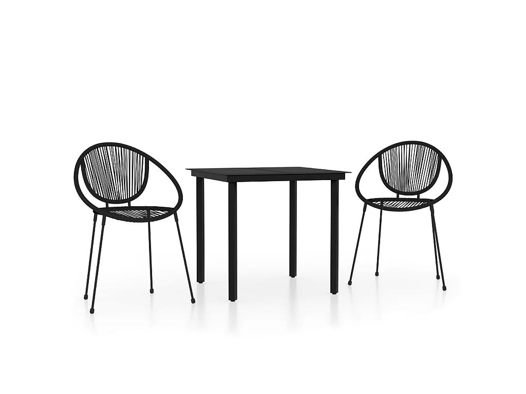 Ensemble à manger de jardin 3 pcs Noir BE12606