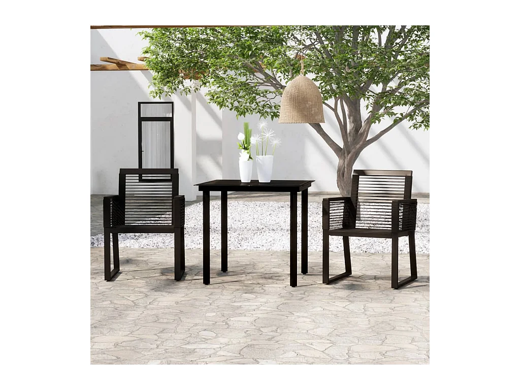 Comedor de jardín 3 piezas negro YOE88978