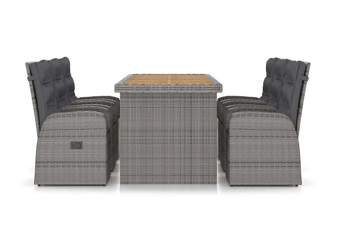 Salle à manger de jardin 7 pcs avec coussins Résine tressée Gris GFDF33883