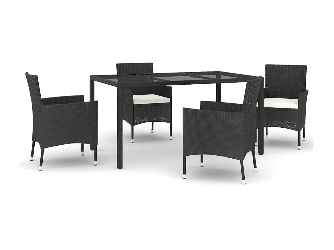 Ensemble à manger de jardin coussins 5pcs Noir Résine tressée BE91149