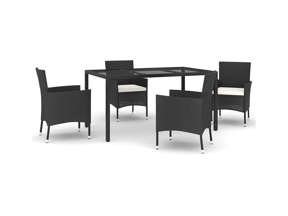 Ensemble à manger de jardin coussins 5pcs Noir Résine tressée BE91149