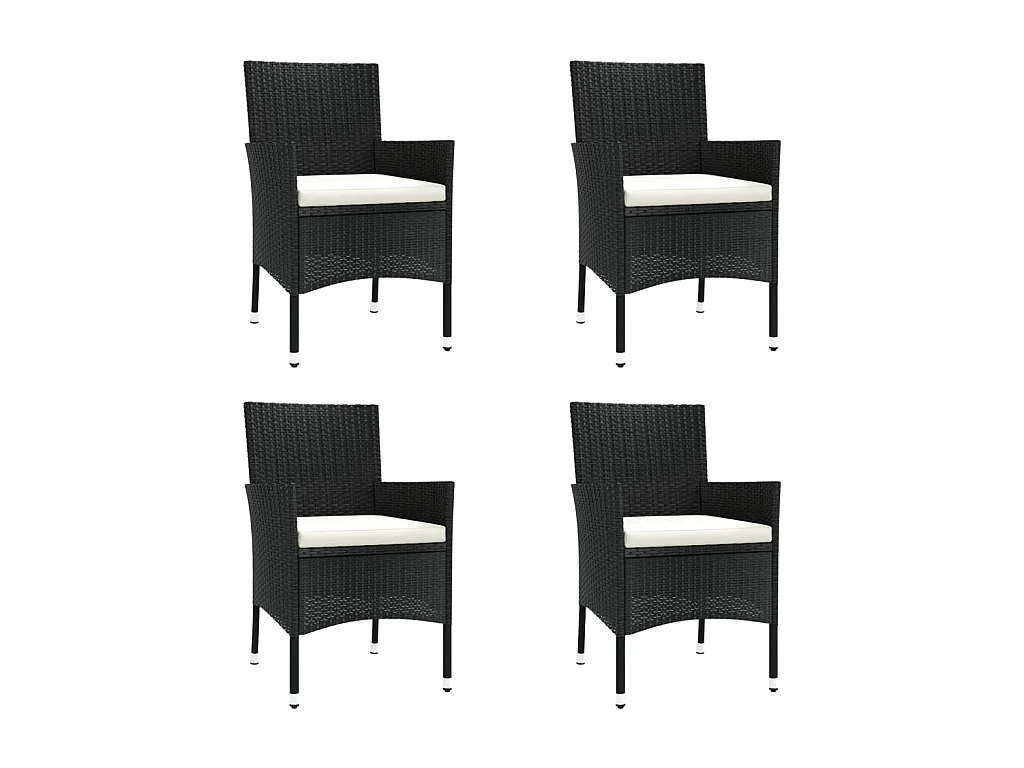 Ensemble à manger de jardin coussins 5pcs Noir Résine tressée BE91149