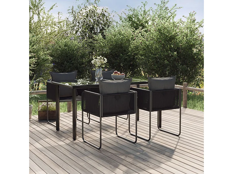 5-tlg. Garten-Essgruppe,Gartensitzgruppe Schwarz -gkd35583