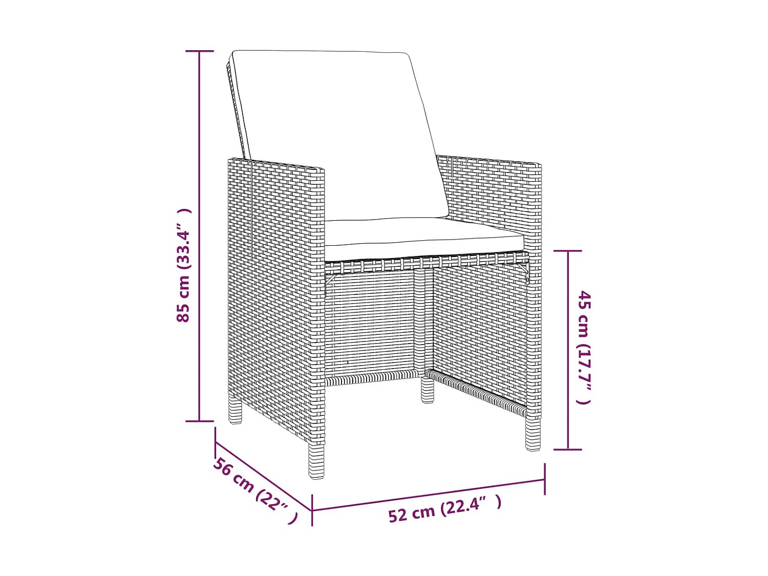Salle à manger de jardin et coussins 5pcs Résine tressée Gris BE19997