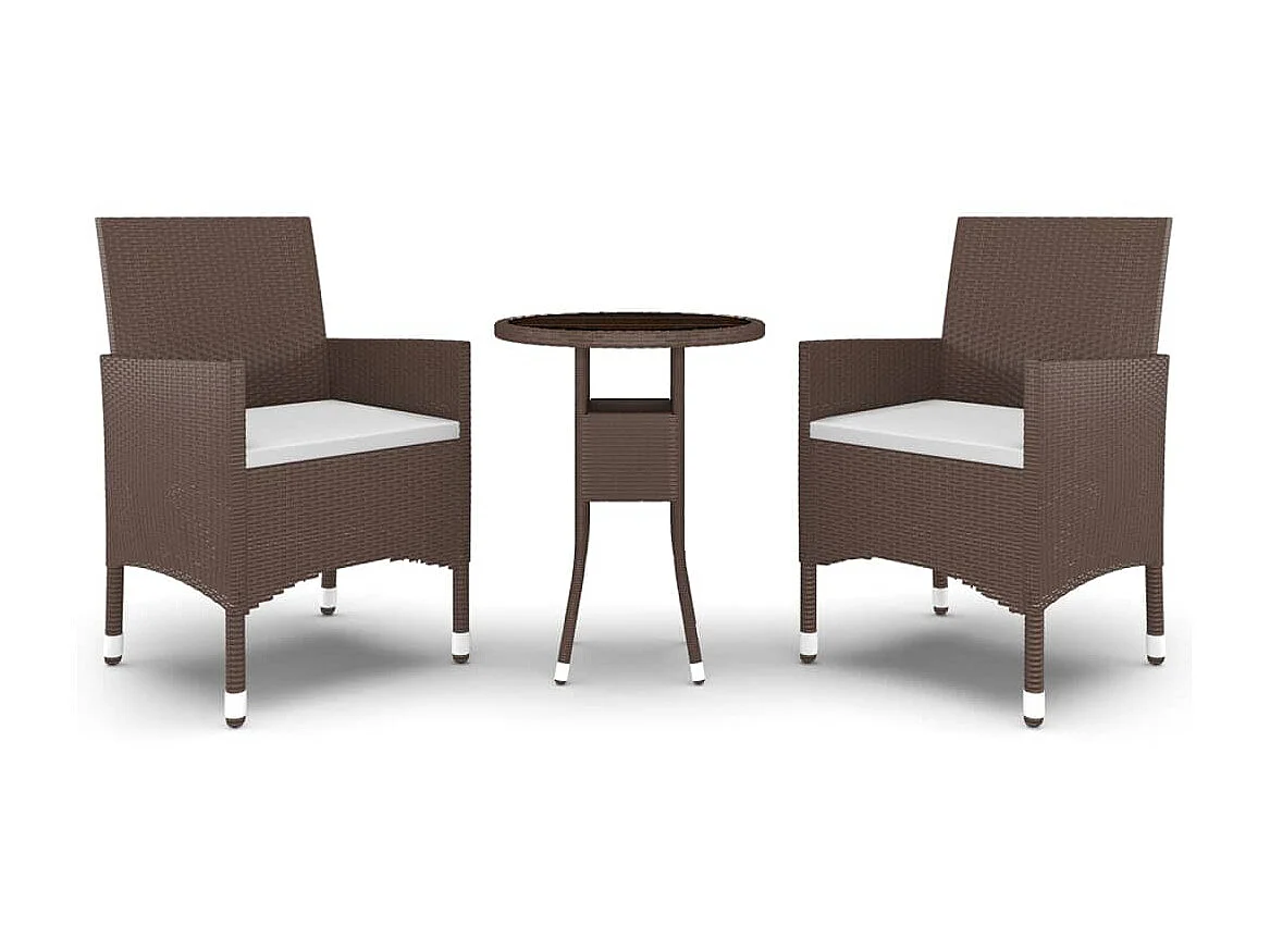 Ensemble de salle à manger de jardin 3pcs Résine tressée Marron GFDF41974