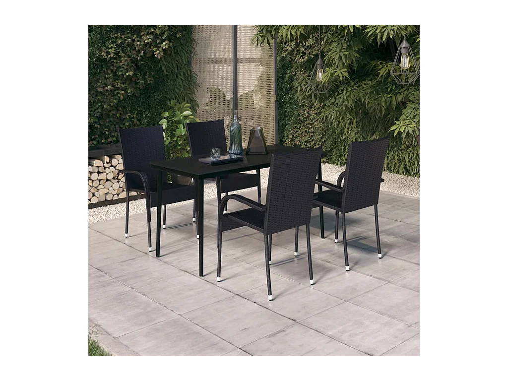 Ensemble à manger de jardin 5 pcs Noir GFDF79218
