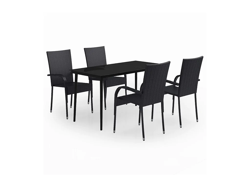 5 pcs Conjunto de jantar para jardim preto PT652316