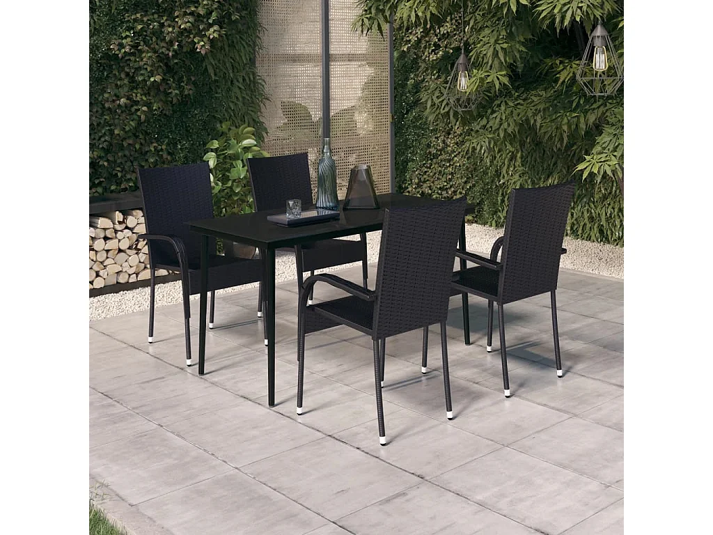 Ensemble à manger de jardin 5 pcs Noir GFDF79218