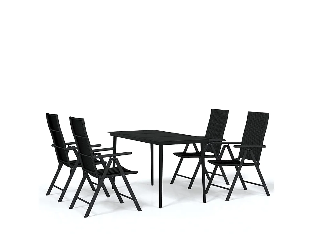 5 pcs Conjunto de jantar para jardim preto PT801957