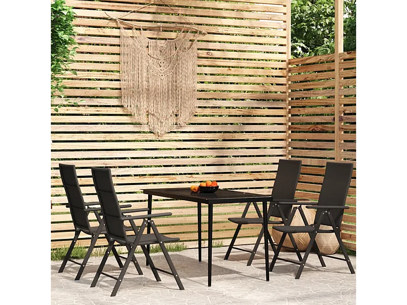 Ensemble à manger de jardin 5 pcs Noir GFDF44859