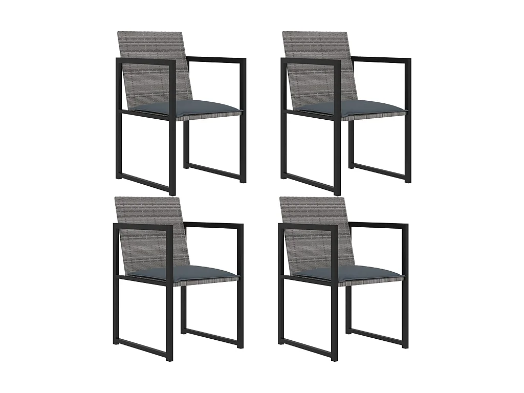 Salle à manger de jardin 5pcs et coussins Résine tressée Gris BE66959