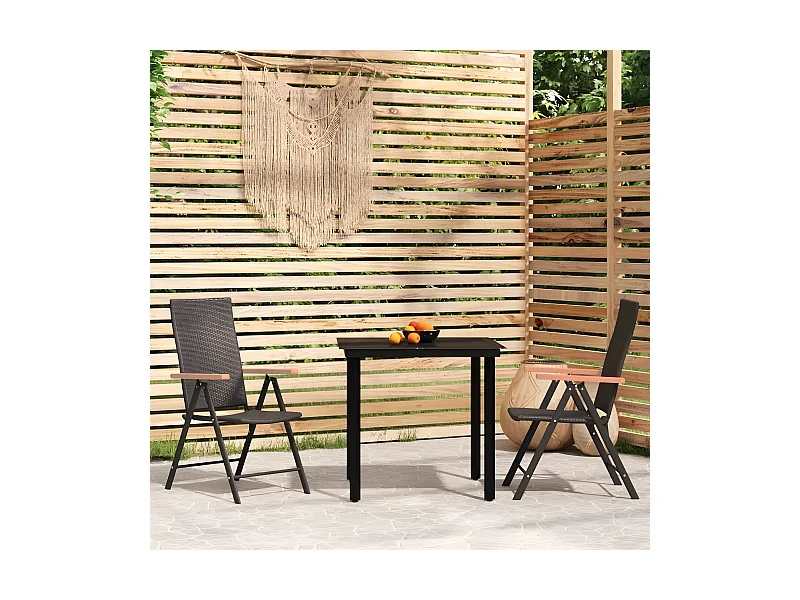 3-tlg. Garten-Essgruppe,Gartensitzgruppe Schwarz -gkd30192