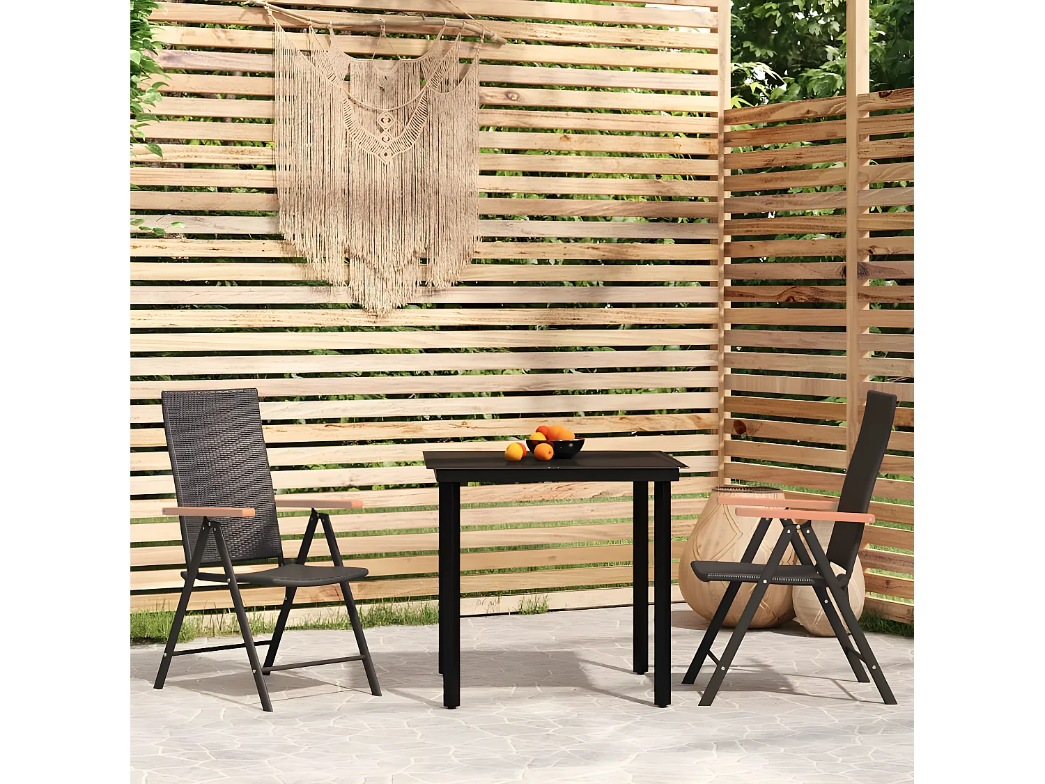 Ensemble à manger de jardin 3 pcs Noir BE20745