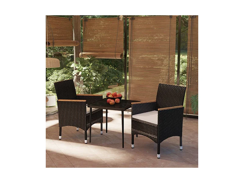 Salle à manger de jardin 3 pcs avec coussins Noir BE43988