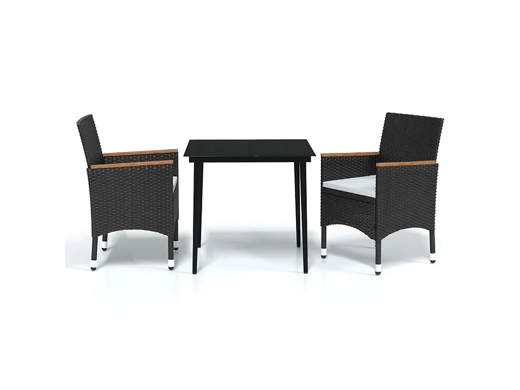 3-delige Tuinset met kussens zwart NL715798