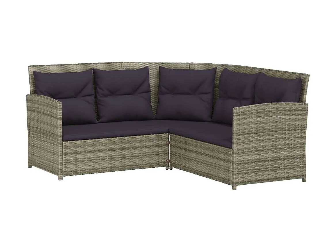 2-tlg. Sofagarnitur,Couchgarnitur in L-Form mit Kissen Grau Poly Rattan -gkd150678