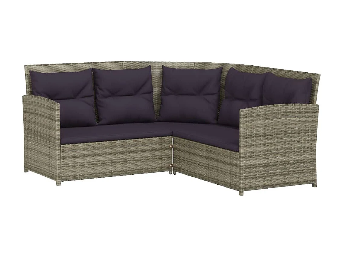 2-tlg. Sofagarnitur,Couchgarnitur in L-Form mit Kissen Grau Poly Rattan -gkd150678