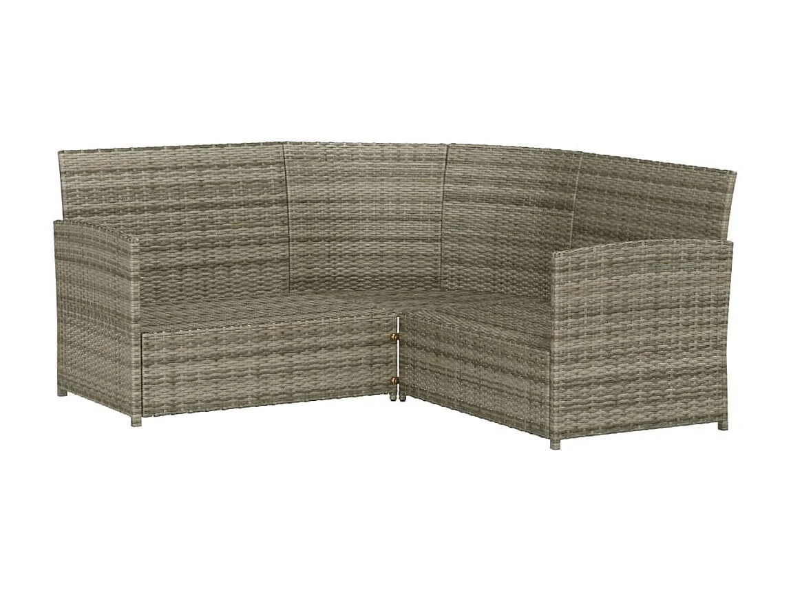 2-tlg. Sofagarnitur,Couchgarnitur in L-Form mit Kissen Grau Poly Rattan -gkd150678