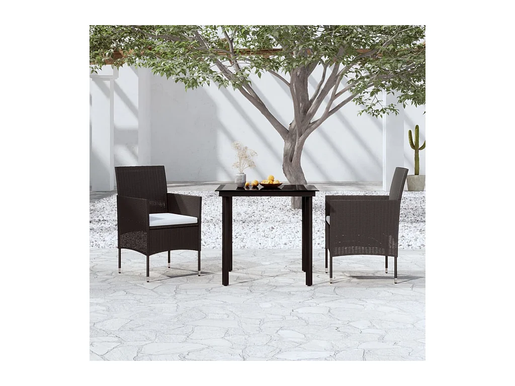 Salle à manger de jardin avec coussins 3 pcs Noir BE72456