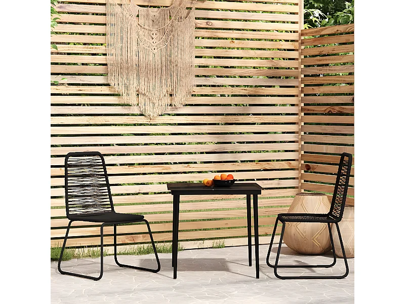 3 pcs conjunto de jantar para jardim preto PT431237