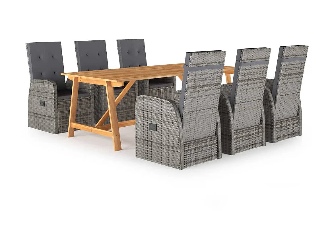 Ensemble de salle à manger de jardin 7 pcs Gris GFDF91834
