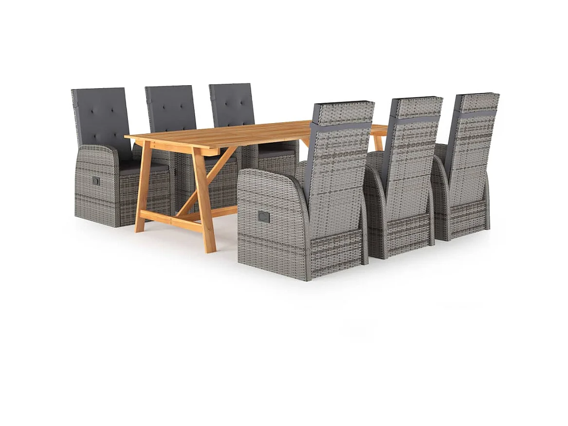Ensemble de salle à manger de jardin 7 pcs Gris GFDF91834