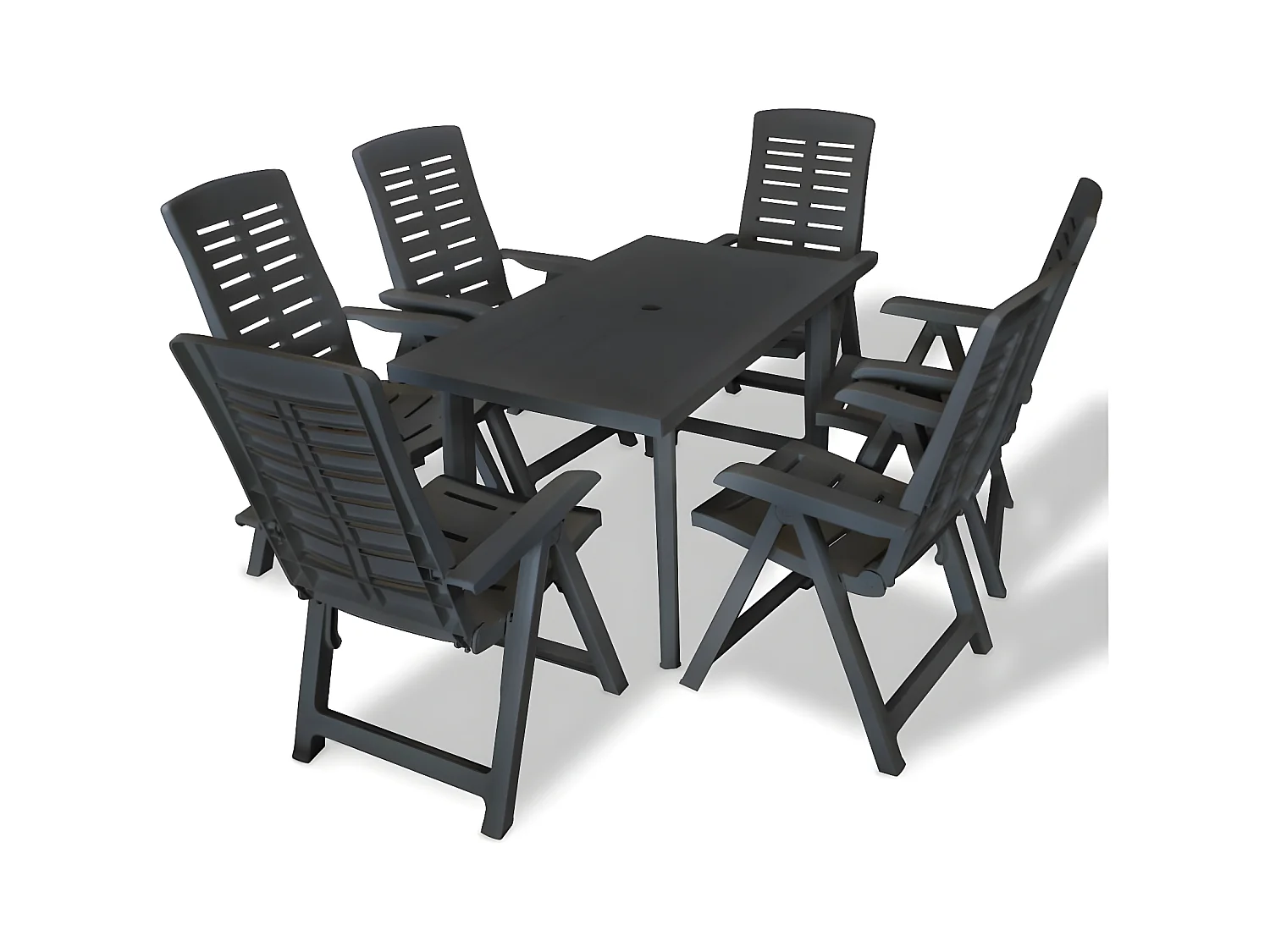 Salle à manger de jardin 7 pcs Plastique Anthracite BE91589