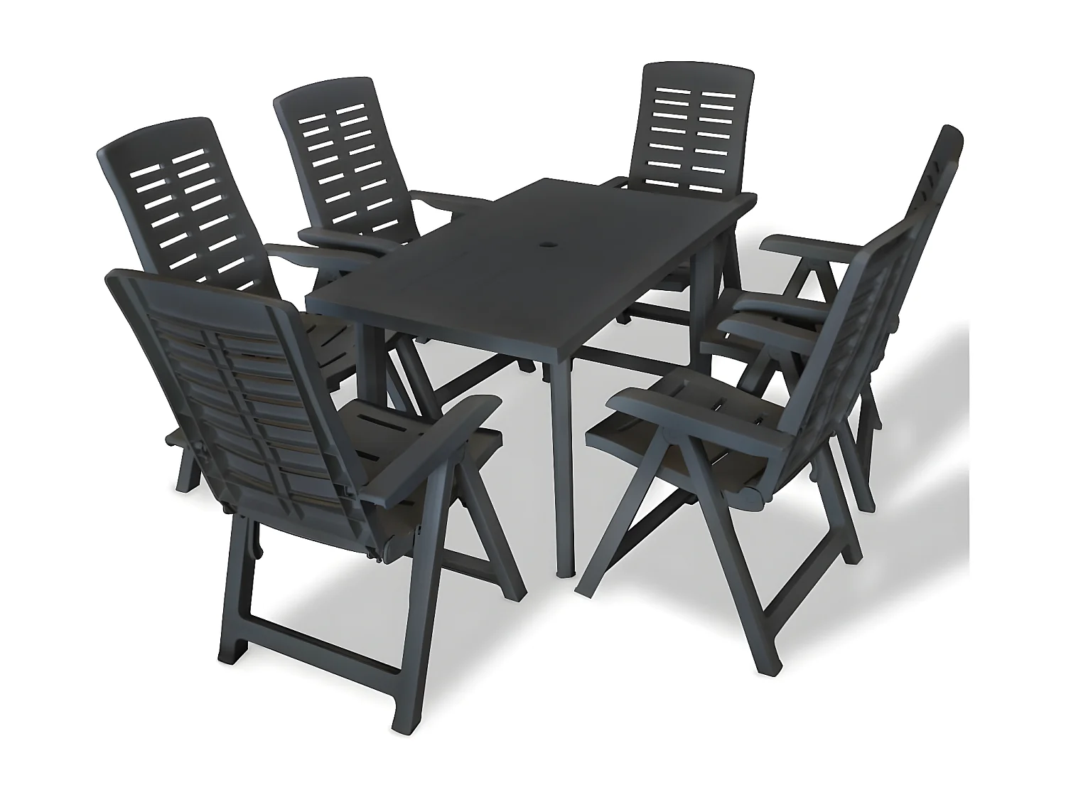 Salle à manger de jardin 7 pcs Plastique Anthracite BE91589