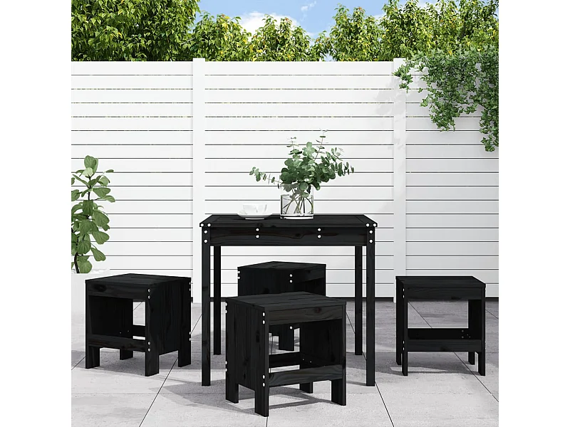 5-tlg. Garten-Essgruppe,Gartensitzgruppe Schwarz Massivholz Kiefer -gkd13095